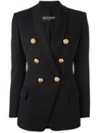 Balmain Double Breasted Blazer, Women's, Size: 40, Black, Cotton/viscose/wool