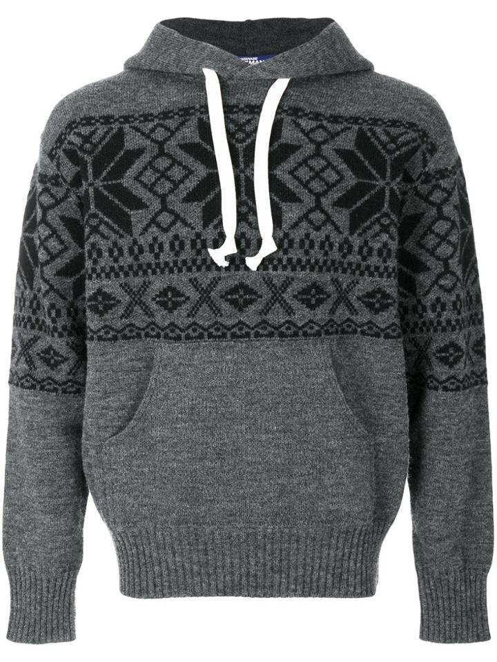 Junya Watanabe Comme Des Garçons Man Fair Isle Knit Hoodie - Grey