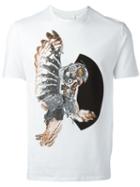 Neil Barrett Mechanical Owl Print T-shirt, Men's, Size: Medium, White, Cotton