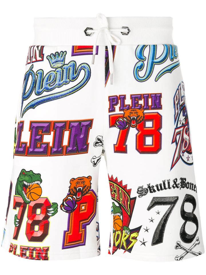 Philipp Plein - Printed Shorts - Men - Cotton - L, White, Cotton