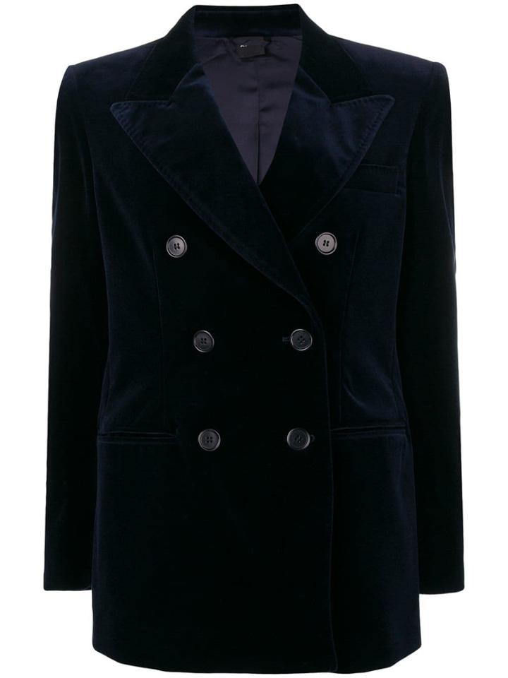 Aspesi Velvet Double Breasted Blazer - Blue