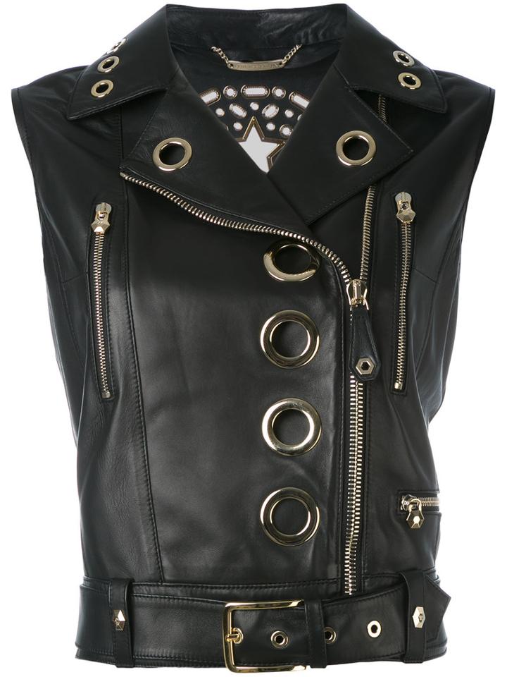 Philipp Plein - Addison Biker Gilet - Women - Sheep Skin/shearling - S, Black, Sheep Skin/shearling