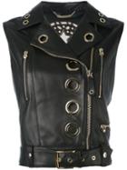 Philipp Plein - Addison Biker Gilet - Women - Sheep Skin/shearling - S, Black, Sheep Skin/shearling