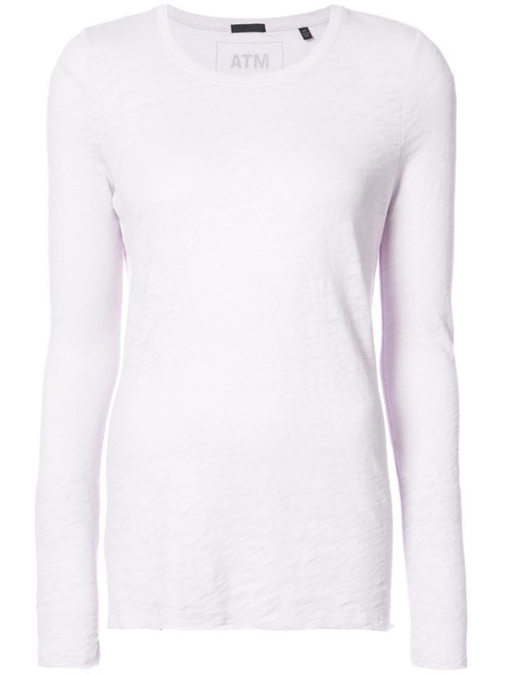 Atm Anthony Thomas Melillo Long-sleeved Marl Top - Pink & Purple