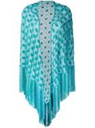 Missoni - Patterned Tassel Cape - Women - Viscose/polyester/cupro - One Size, Blue, Viscose/polyester/cupro