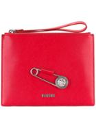 Versus Oversized Pin Clutch, Women's, Red, Calf Leather/metal (other)