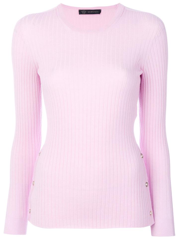 Versace - Ribbed Top - Women - Polyester/wool - 42, Pink/purple, Polyester/wool