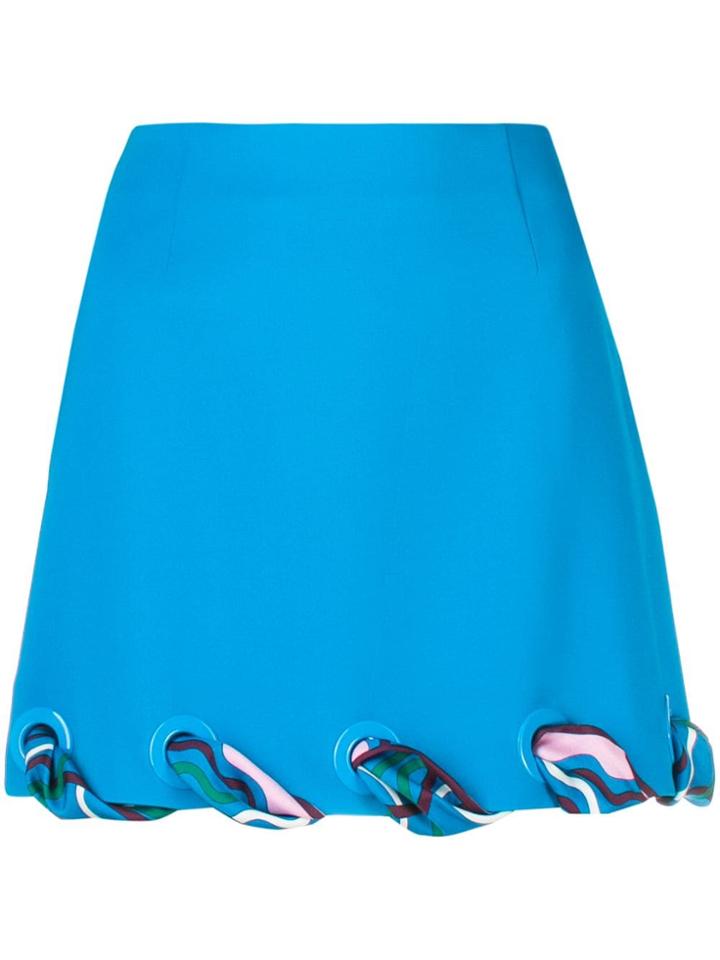 Emilio Pucci Ribbon Eyelet Trim Skirt - Blue