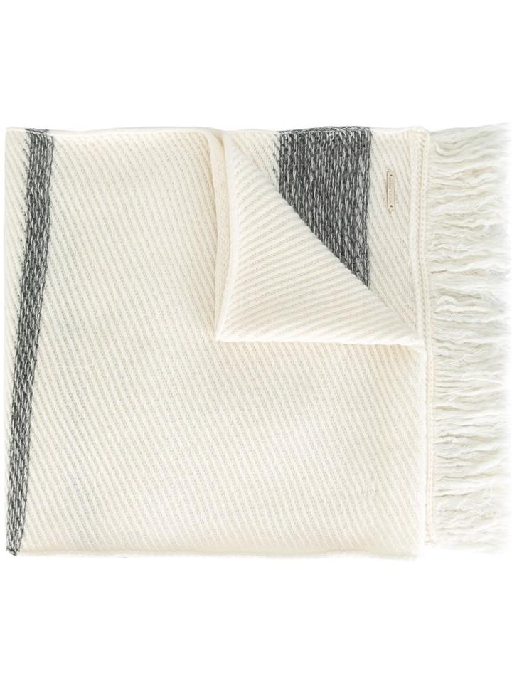 Woolrich Striped Scarf, Women's, White, Polyamide/modal/cashmere/wool