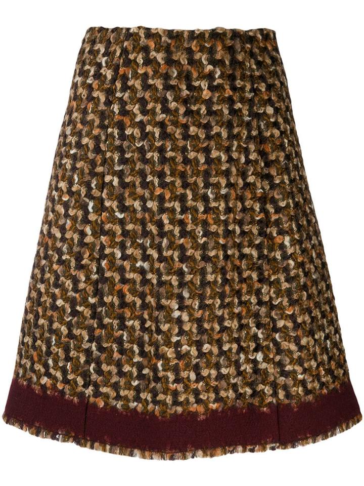 Prada Pre-owned 2000s Woven Houndstooth A-line Skirt - Brown