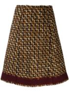 Prada Pre-owned 2000s Woven Houndstooth A-line Skirt - Brown