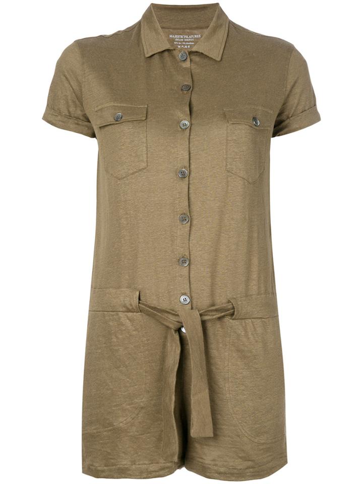 Majestic Filatures Shirt Playsuit - Green