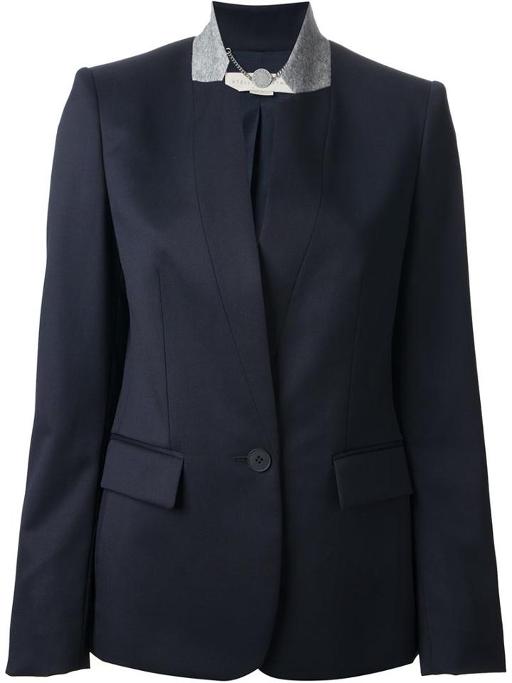 Stella Mccartney Contrast Collar Blazer, Women's, Size: 40, Blue, Cotton/rayon/wool