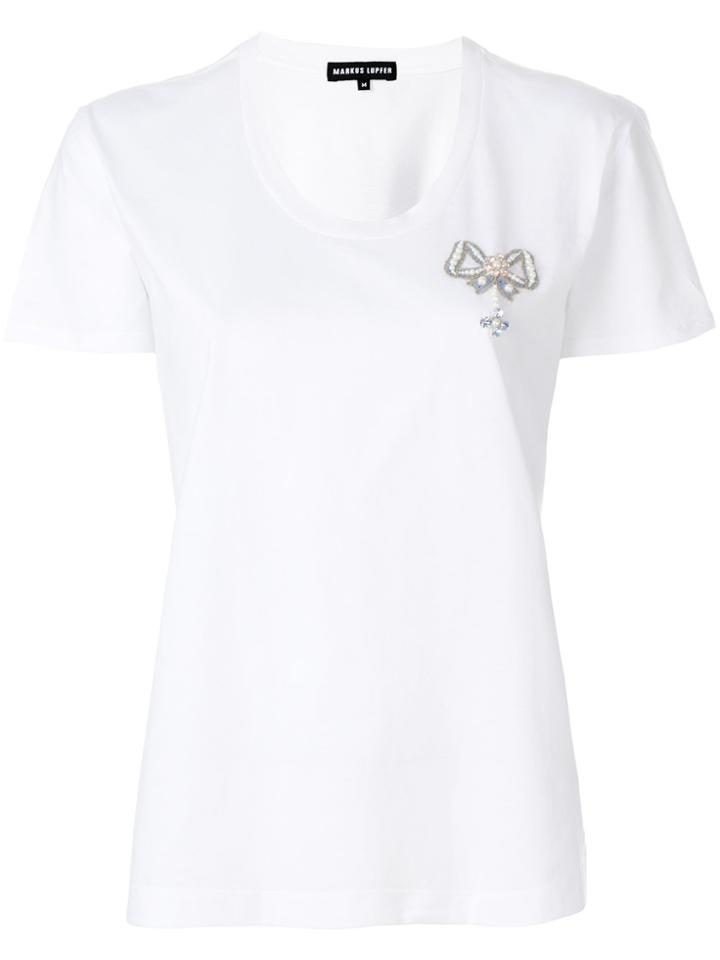 Markus Lupfer Bow Appliquéd T-shirt - White