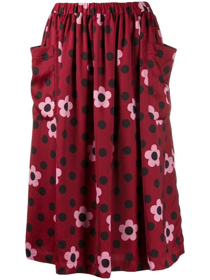 Comme Des Garçons Girl Floral Print Skirt - Red