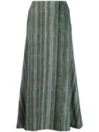 Undercover Striped Long Skirt - Green