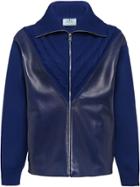 Prada Leather Panel Cardigan - Blue