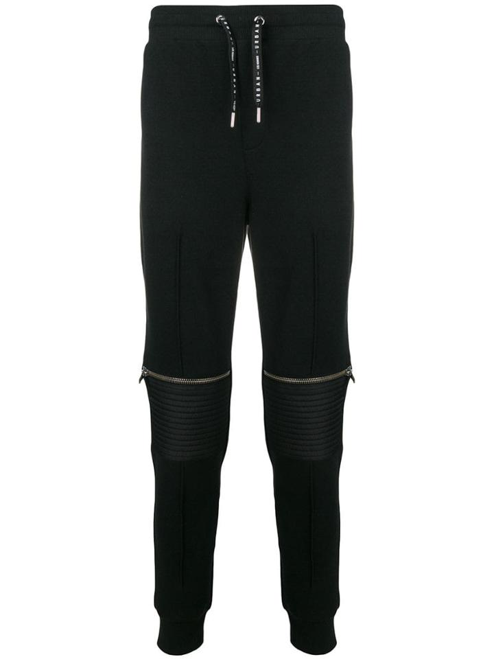 Les Hommes Urban Ribbed Zip Detail Track Pants - Black