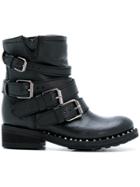 Ash Boots With Buckles And Studs Detail - Black