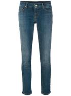 Cambio Floral Embroidered Cropped Jeans - Blue