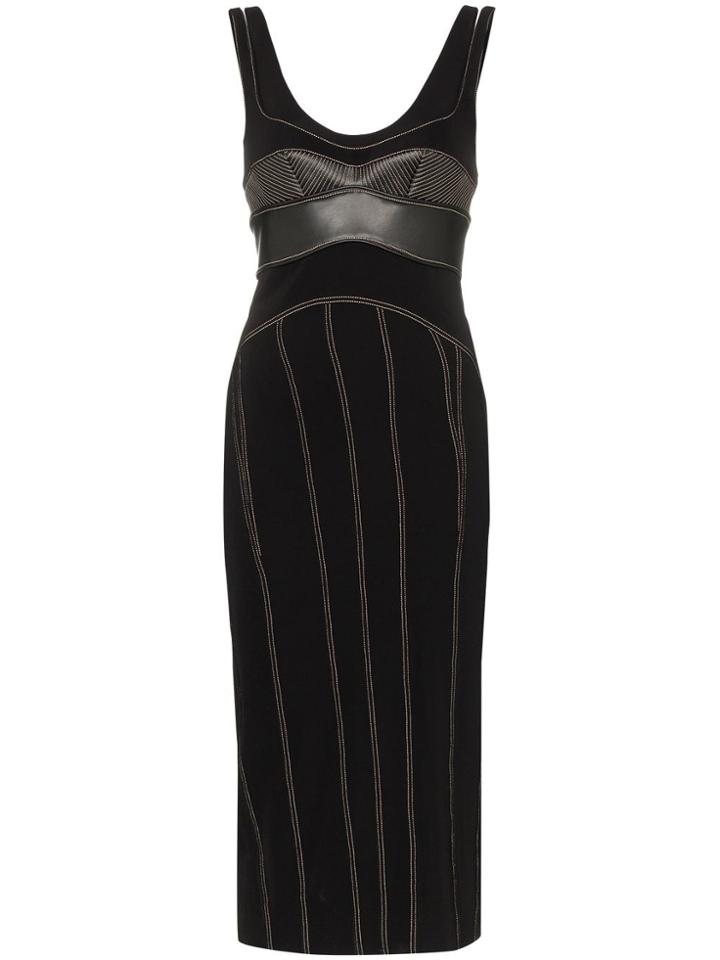 Mugler Bustier Contrast Stitch Dress - Black