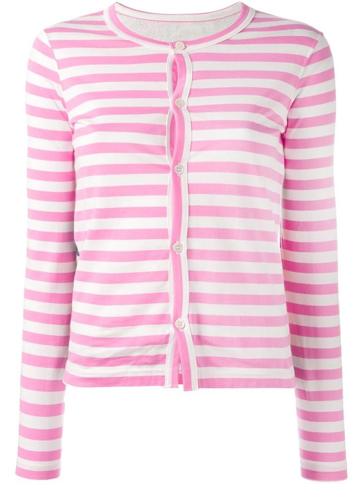 Comme Des Garçons Striped Cardigan, Women's, Size: Large, Pink/purple, Cotton