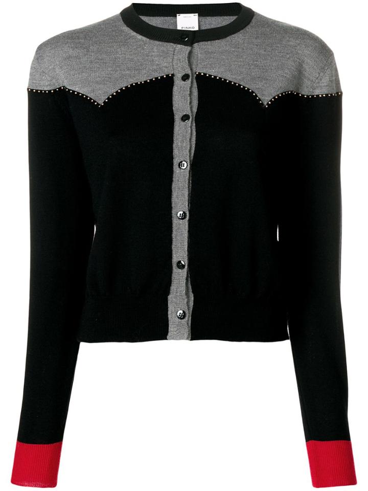 Pinko Micro Stud Intarsia Cardigan - Grey