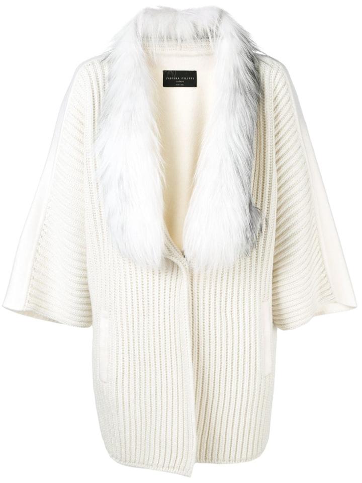 Fabiana Filippi Fur Collar Midi Coat - White
