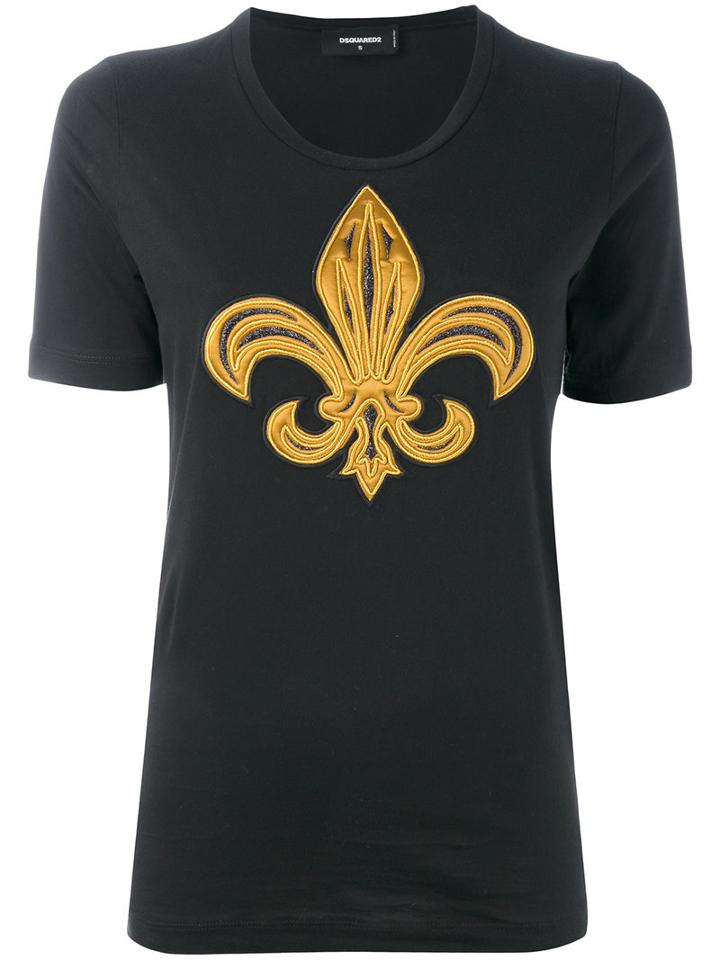 Dsquared2 - Embroidered T-shirt - Women - Silk/cotton - M, Women's, Black, Silk/cotton