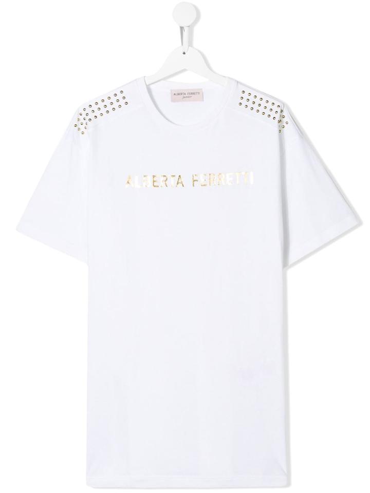 Alberta Ferretti Kids Logo Print T-shirt - White