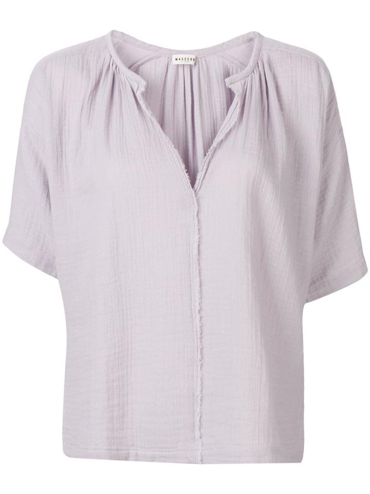 Masscob Frayed Short-sleeved Blouse - Purple