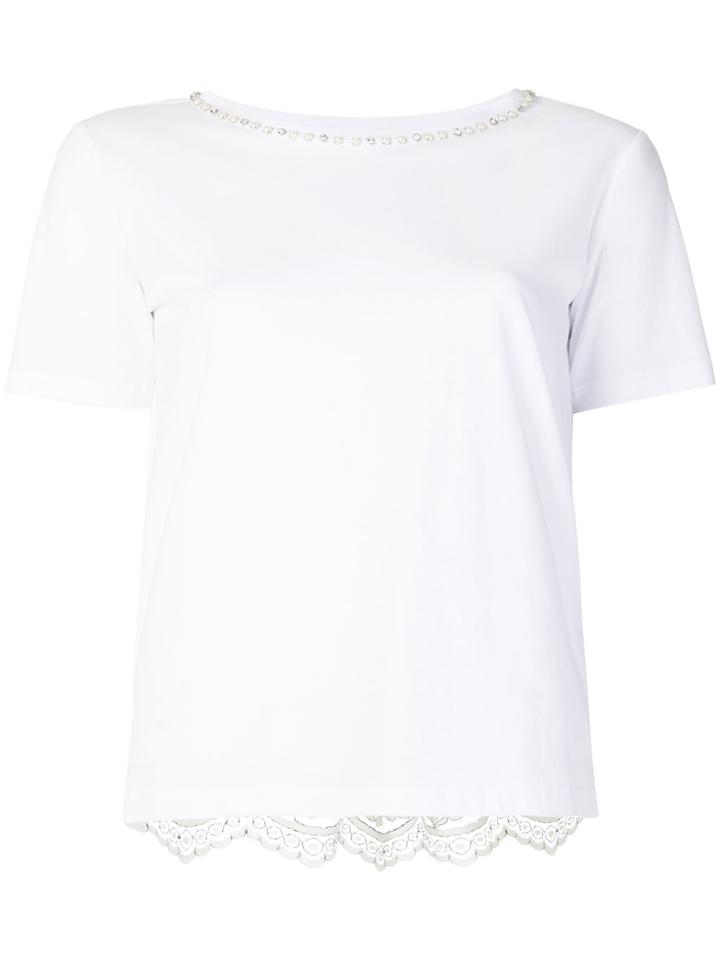 Twin-set Rear Lace-embroidered T-shirt - White