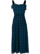 Alexa Chung Checked Flared Dress - Blue
