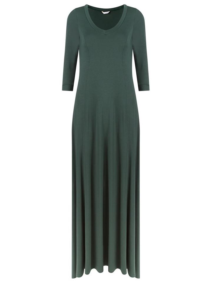 Lygia & Nanny V-neck Long Evening Dress, Women's, Size: 46, Green, Cotton/spandex/elastane