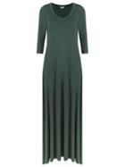 Lygia & Nanny V-neck Long Evening Dress, Women's, Size: 46, Green, Cotton/spandex/elastane