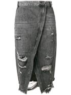 One Teaspoon Distressed Denim Skirt - Grey