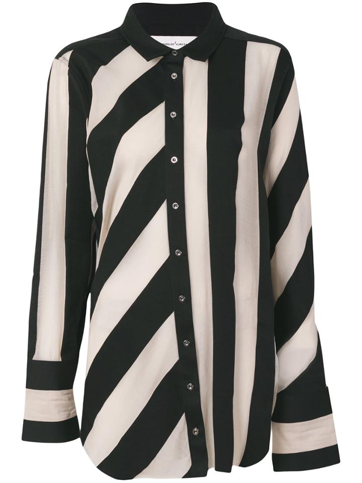 Marques'almeida Striped Raw-edged Shirt - Black