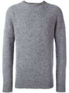 Ymc 'suedehead' Brushed Knit Sweater, Men's, Size: Medium, Grey, Virgin Wool