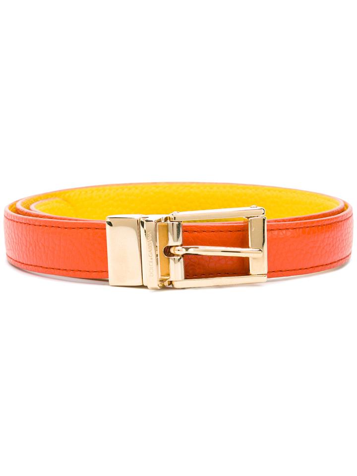 Dolce & Gabbana - Square Buckle Belt - Women - Calf Leather - 80, Yellow/orange, Calf Leather