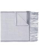 Canali Houndstooth Pattern Scarf, Men's, Grey, Wool