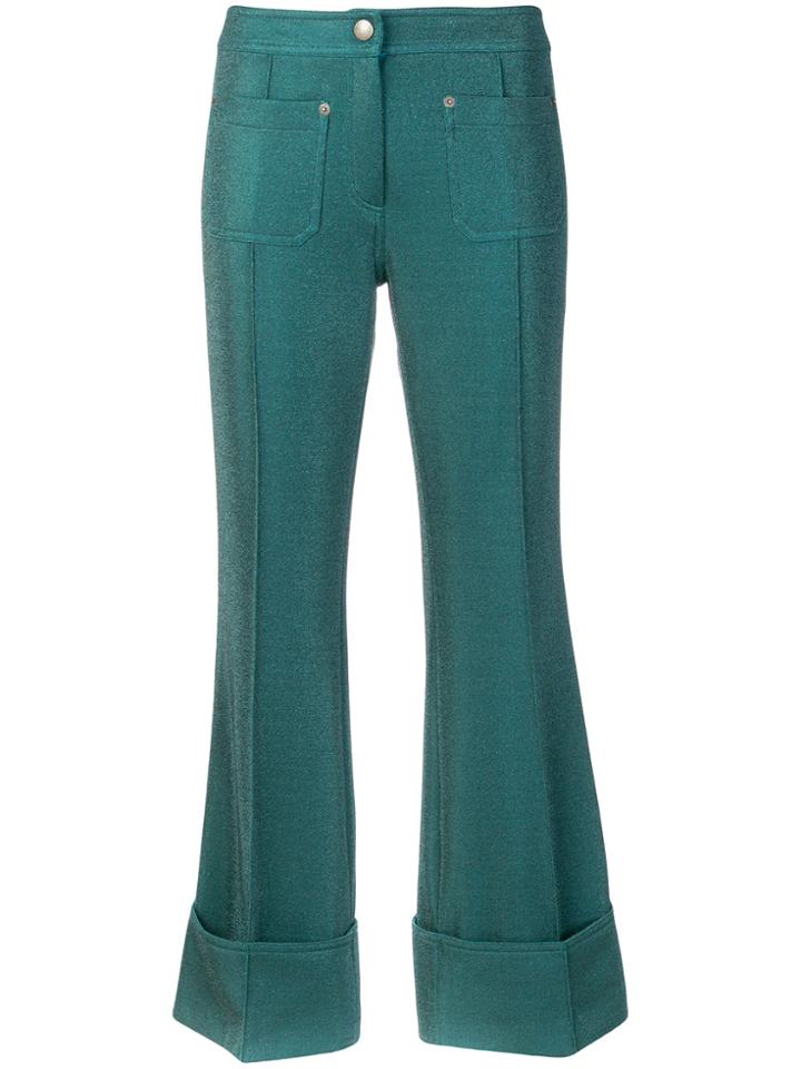 Marco De Vincenzo Cropped Lurex Trousers - Green