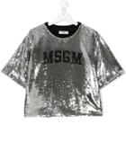 Msgm Kids Sequin Embroidered Top - Metallic