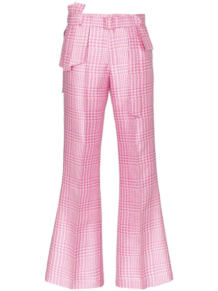 Ronald Van Der Kemp Houndstooth Belted Trousers - Pink