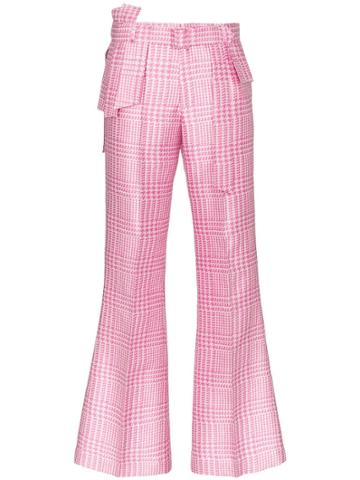 Ronald Van Der Kemp Houndstooth Belted Trousers - Pink