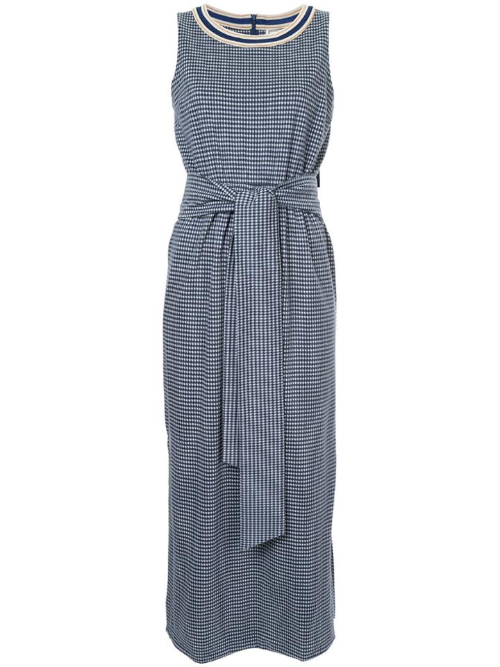 Tu Es Mon Trésor Tied Gingham Maxi Dress - Blue