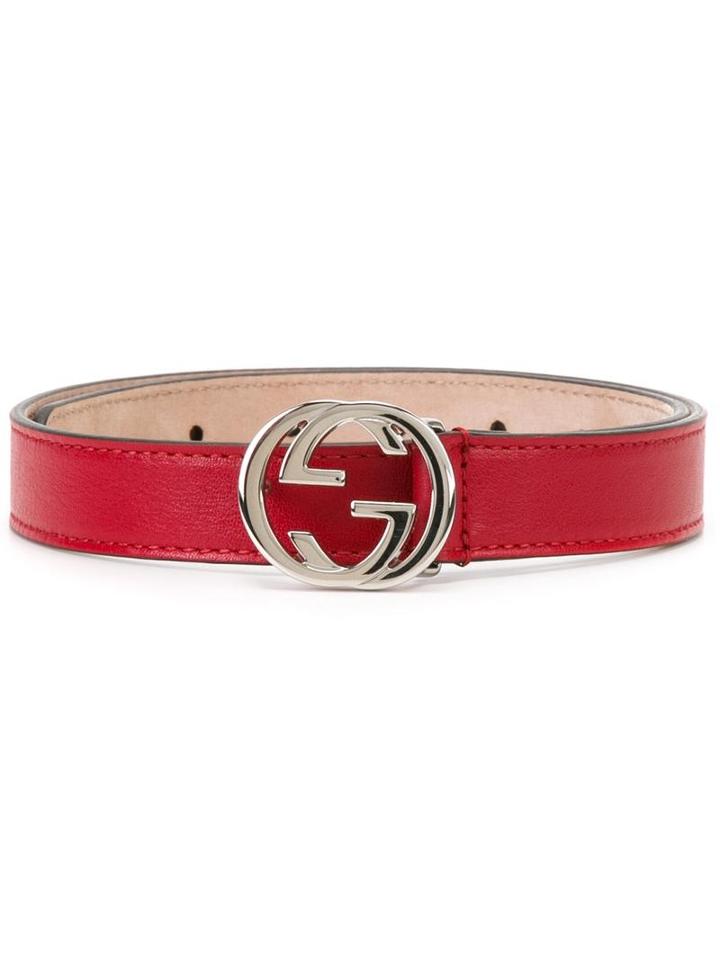 Gucci Kids Gg Buckle Belt, Girl's, Size: 66 Cm, Red