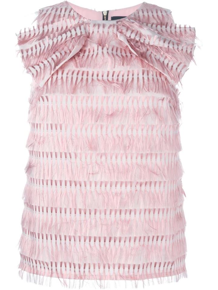 Marco Bologna Bow Detail Fringed Top, Women's, Size: 42, Pink/purple, Polyester/cotton/acetate