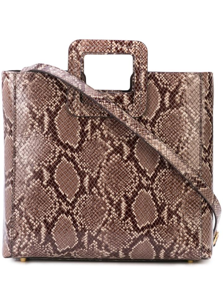 Staud Embossed Snake Shirley Tote Bag - Grey