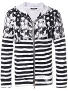 Balmain Stars And Stripes Print Hoodie - Black