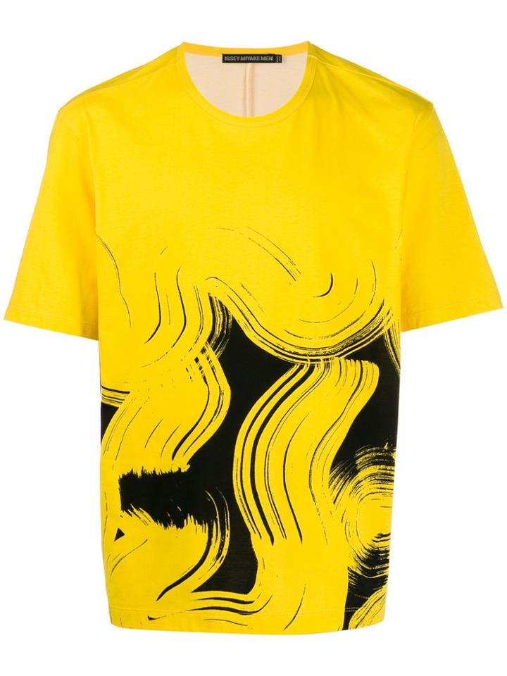 Issey Miyake Men Stroke Print T-shirt - Yellow